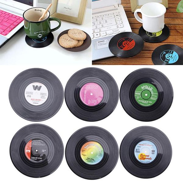 

cups & saucers a6pcs/set record table mats drink placemats creative coffee mug cup coasters heat-resistant nonslip pads