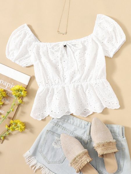 

knot detail schiffy peplum q2e5#, White