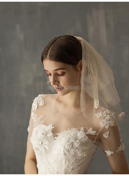 

bridal veils cute veil wedding with flowers and crystals tulle short comb accessories jd2021, Black