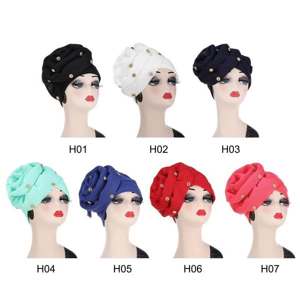 

beanie/skull caps women big ladies turban muslim head wrap solid knot party beanie elegant long scarf hair loss chemo hijab cap, Blue;gray