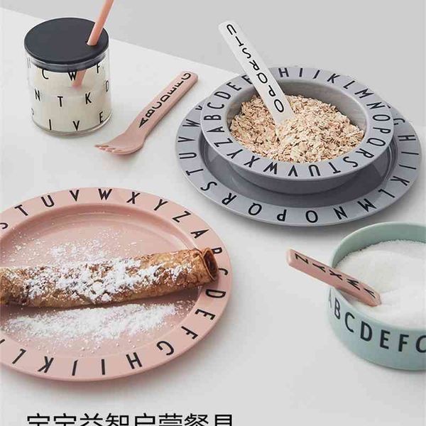 

children's dinner plate household fall proof tableware letter baby danish auxiliary food bowl