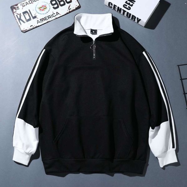 

new brand lovers hoodie street matching men's sweater color inserting fashion clothing coat, Black