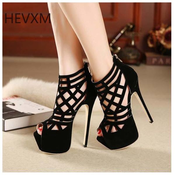 

sandals hevxm 2021 women summer party shoes platform wedding pumps stiletto heels open toe high dress, Black