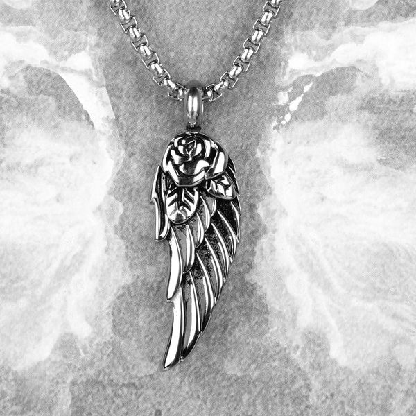 

pendant necklaces rose animal mens long pendants chain punk hip hop for boy male stainless steel jewelry creativity gift wholesale, Silver