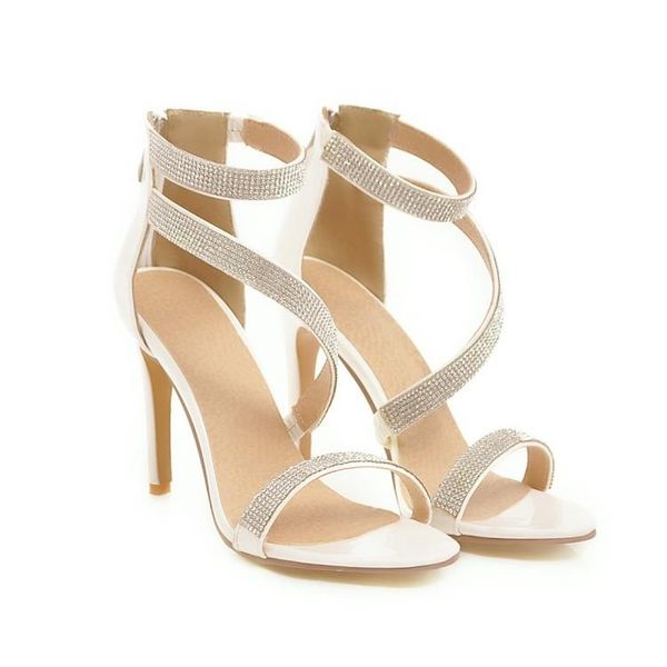 

big size fashionable rhinestone high heel sandals high heels sandals women shoes woman summer ladies, Black