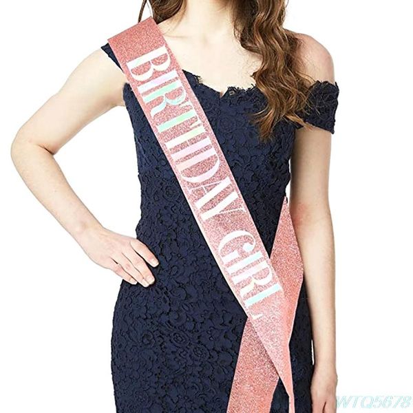 

party decoration bling birthday girl queen anniversary happy satin sash supplies