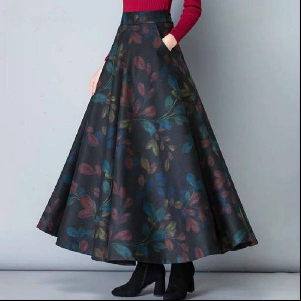 

autumn and winter plus size wool plaid skirt a line skirt plus size skirt womens womens clothing, Black