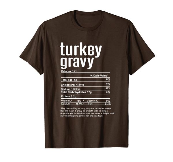 

Thanksgiving Turkey Gravy Nutritional Facts T-Shirt, Mainly pictures