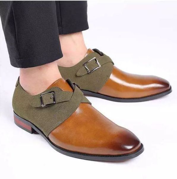 

dress shoes sapatos casuais masculinos de couro pu, sapatos com sign cores mistas, tamanho gran 38-48, fecho cruz ajustável fivela para bstd, Black