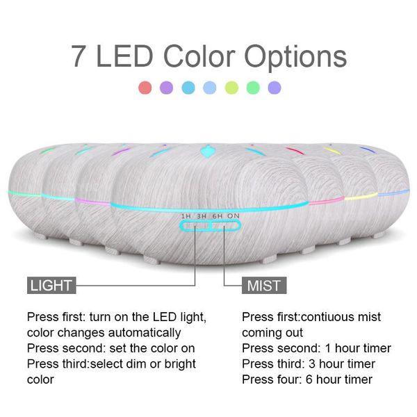

550ml essential oil diffuser air humidifier white wood remote control aromatherapy mist maker led night light for home quiet