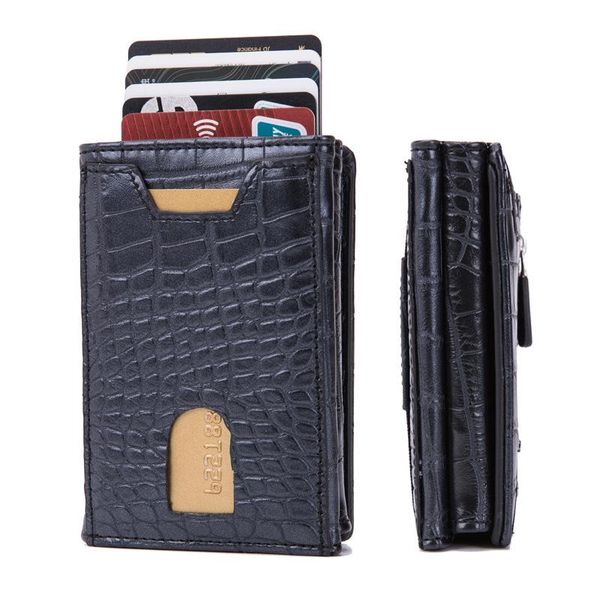 

card holders rfid multifunction men bag anti-theft smart wallet thin id holder unisexwallets pocket case bank box, Brown;gray