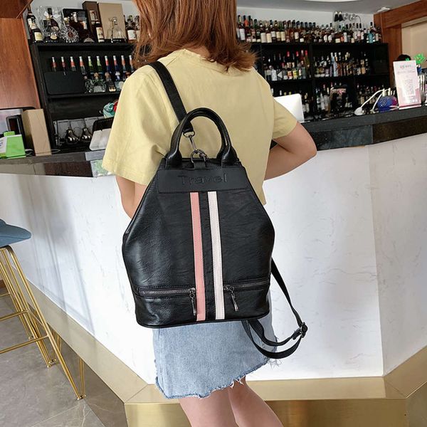 

hbp fashion 2021 new double soft leather three purpose korean leisure one shoulder messenger women's bag backpack