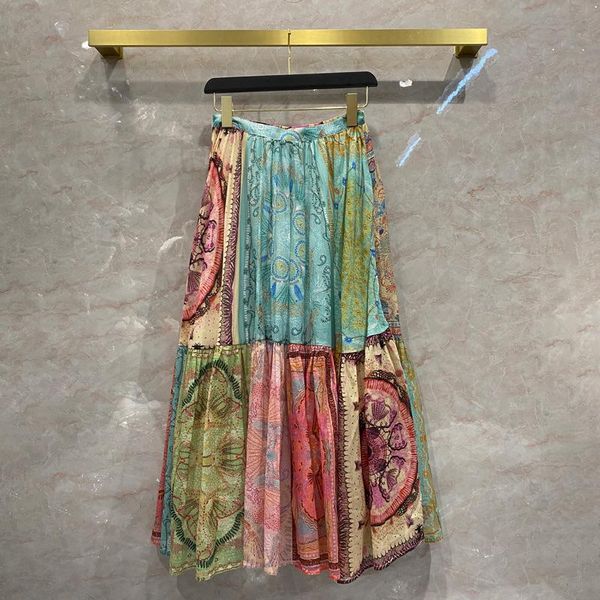 

skirts 2021 spring designer women's vintage hight quality 100% cotton print skirt a666, Black