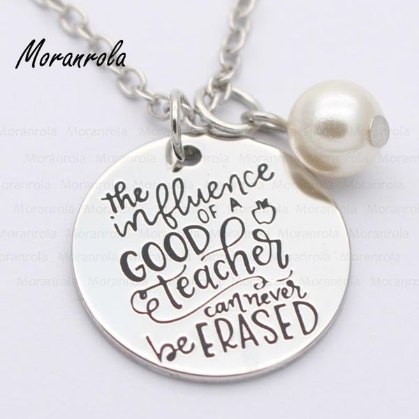 

pendant necklaces arried "the influence of a good teacher "copper necklace keychain,charm graduation gift appreciation, Silver