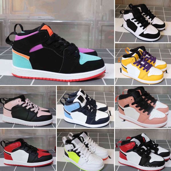 

53rv boys 1 basketball shoes children boy girl bred black red white sneakers size 26-3511gc