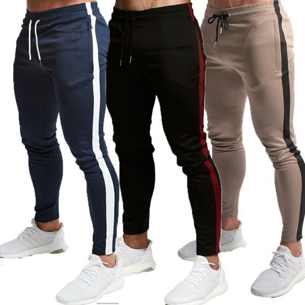 

men slim fit training suit sports gym ny jogging joggers sweat broek, Black