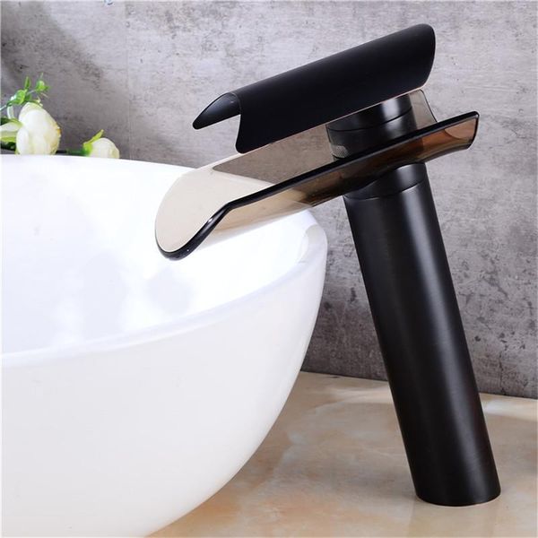 

bathroom sink faucets faucet luxury brass material black single handle chrome wash waterfall