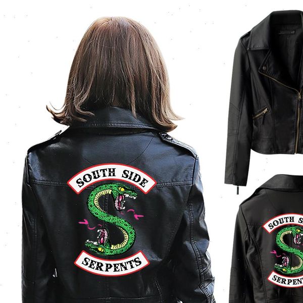 

riverdale pu printed logo southside riverdale serpents jackets women riverdale serpents new streetwear leather jacket drop shipping, Black;brown