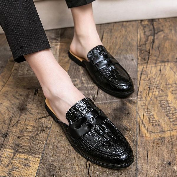 

dress shoes leather man flip flop mens italian indoor slippers men fashion men's moccasins stylish for casual black