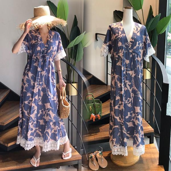 

casual dresses bohemian lace embellishes a long dress, Black;gray