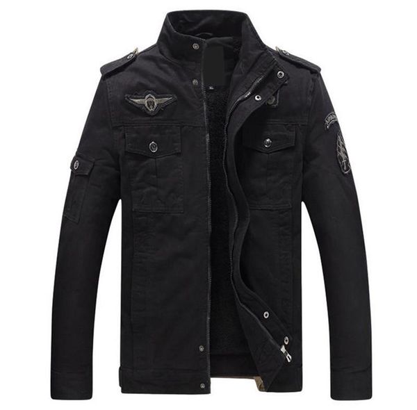 

men's jackets military warm autumn and winter jacket collar plus velvet coat casual, Black;brown