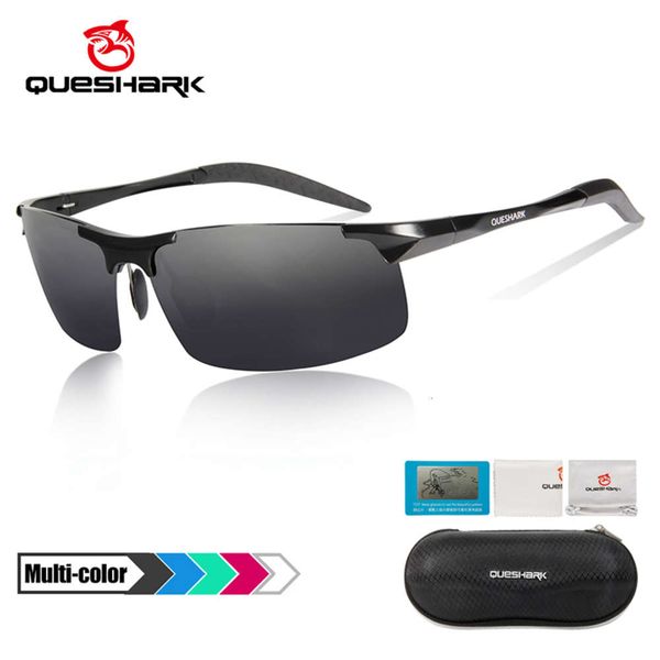 

2021 luxury designer sunglasses queshark professional men women aluminium magnesium polarized glasses ultralight fish driving coating eyewea, White;black