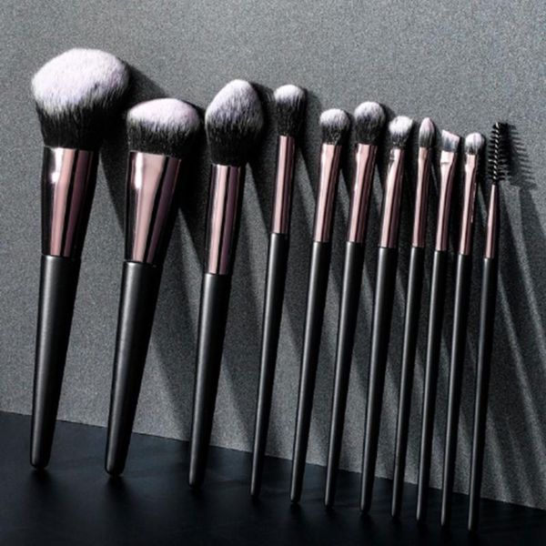 

makeup brushes 11pcs wood handle synthetic brush set wholesale professional make up