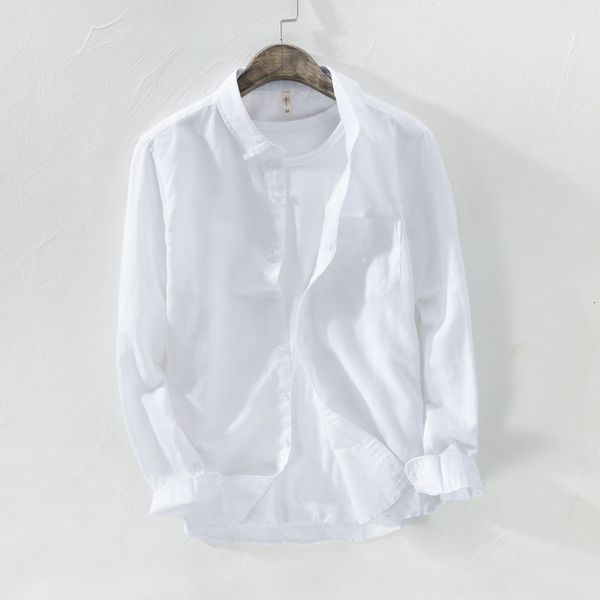 

2021 new arrival algodo e linho dos da marca camisa branca para homens long-sleeved masculinas camisas confortveis 4ih0, White