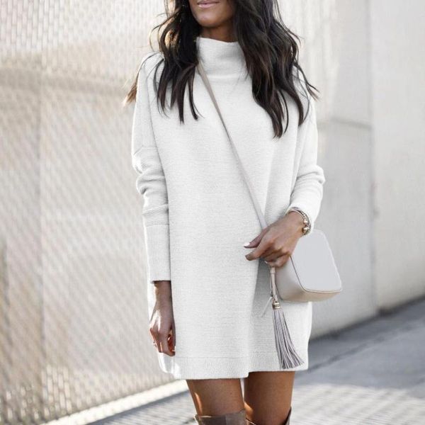 

casual dresses women dress elegant solid color o neck sweater loose, Black;gray