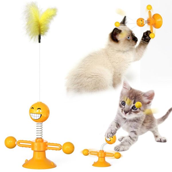 

cat toys pet supplies product spring man toy turntable windmill feather funny stick