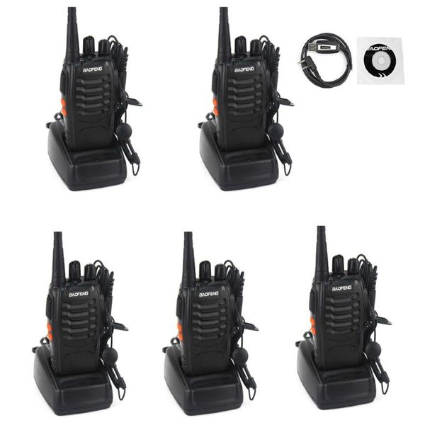 

walkie talkie 5pcs baofeng bf-888s 5w handheld two way radio portable cb + 1pc programming cable