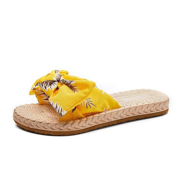 

slippers 2021 summer women slide fashion bow fabric shoes girls outdoor beach anti-slip sandalias female flat walking footwear, Black