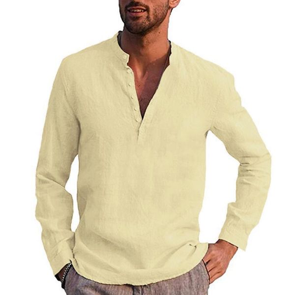 

men's casual shirts 2021 blouse cotton linen shirt loose short sleeve tee spring summer handsome men, White;black