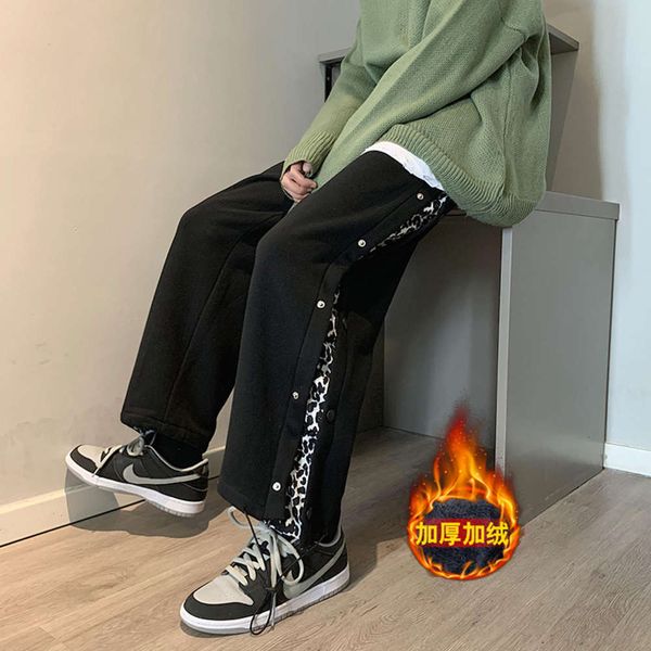 

wide leg pants for men in autumn and winter, Black