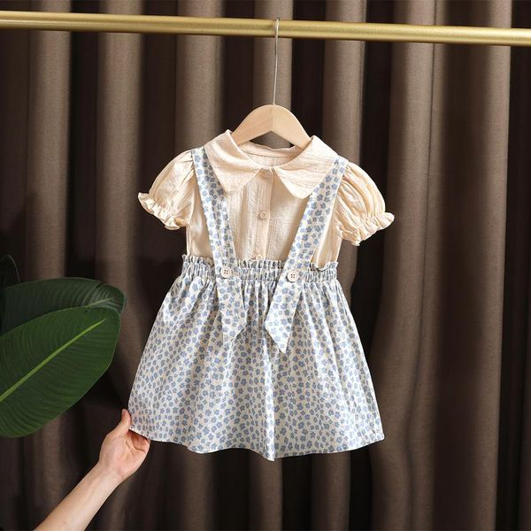 

clothing sets summer baby girl clothes kids shirt suspender skirt suit suitable for birthday thin set casual, White