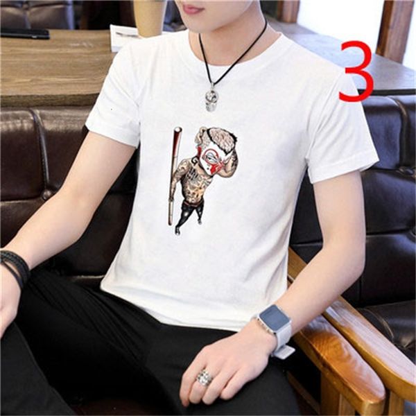 

2021 new hong kong style loose casual simple all-match t-shirt handsome trend korean half sleeve 0bf2, White;black
