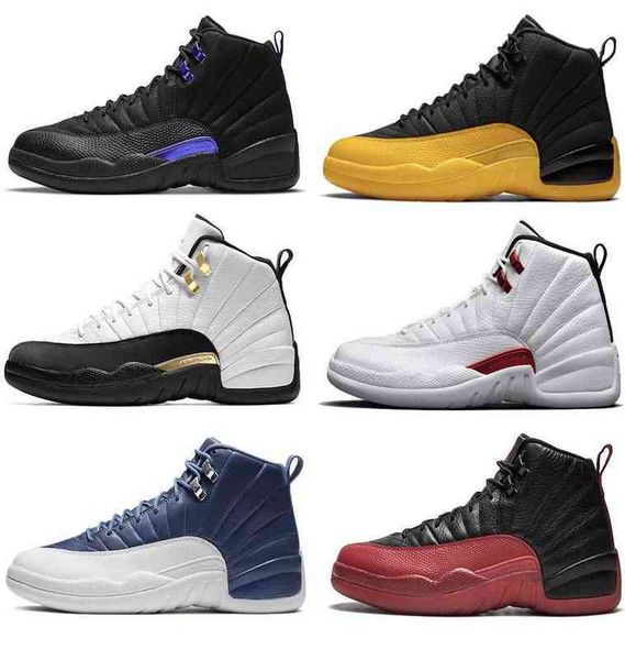 

2023 authentic 12 royalty twist university gold shoes reverse flu game dark concord indigo 12s black red man woman athletic sports sneakers