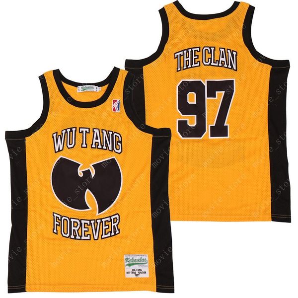 

men's 1997 the wu tang forever clan hip hop rap basketball jersey stitched 01, Black;red