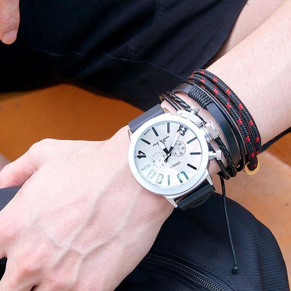 

wristwatches big dial men watch automatic mechanical fashion sport casual military brand waterproof relojes hombre, Slivery;brown