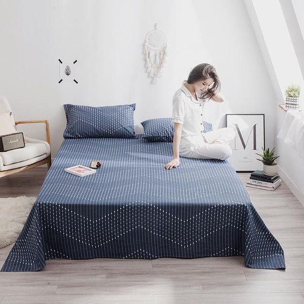 

sheets & sets 100% cotton stripes flat sheet for children adults single double bed bedsheets no case xf718-20