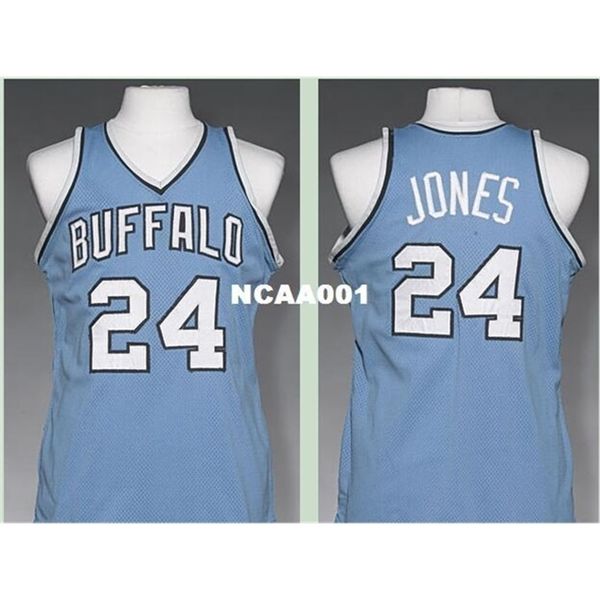 

668 21ss buffalo #24 wil jones 1977-78 road retro home mesh fabric full embroidery size s-4xl or custom any name or number college jersey, Black