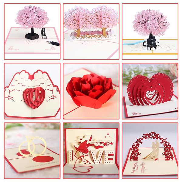 

greeting cards 3d up valentines day gift postcard with envelope stickers card for wedding and engagement festivals