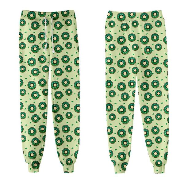 

men's pants men women cargo joggers 2021 hip hop streetwear kiwi fruit print trousers, Black