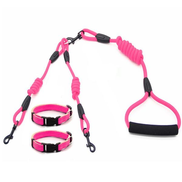 

dog collars & leashes pet double leash collar puppy nylon training harness perro safe walking for dogs 5colors drop