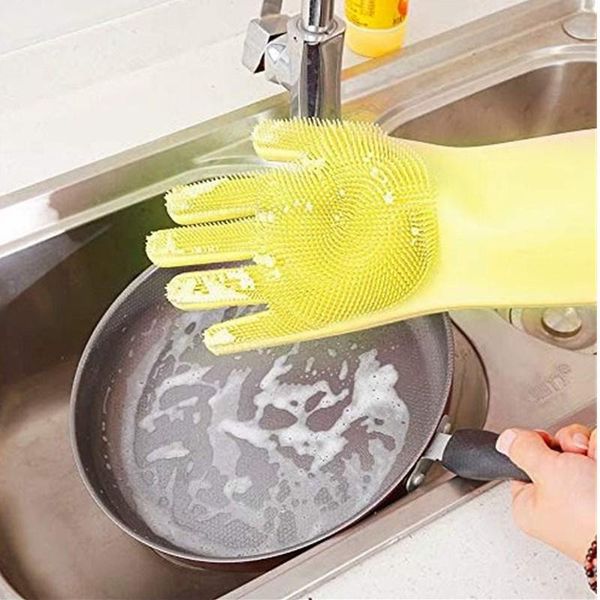 

disposable gloves magic silicone dishwashing kitchen scrubbing cleaning heat insulation non-slip housework