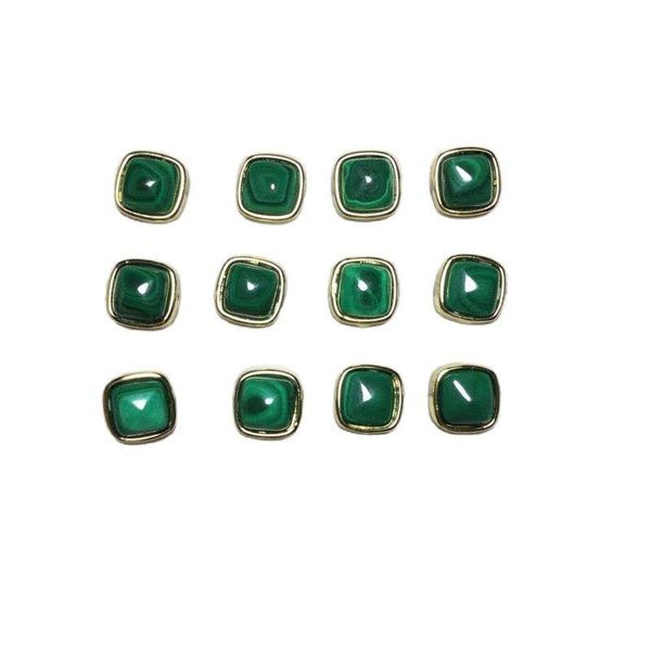 

stud silver green malachite pyramid shape earrings fashion cute style ear earring gift for women, Golden;silver