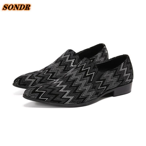 

dress shoes fashion pointed toe men loafers genuineleather oxford for formal wedding zapatos hombre vestir, Black