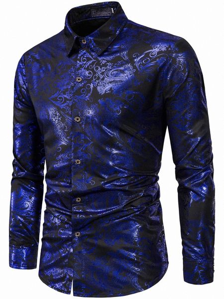 

men baroque print button through shirt y3mj#, White;black