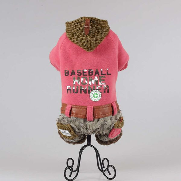 

pet solid color letter printing winter clothing four legged trousers and hoods