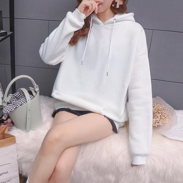 

women's hoodies & sweatshirts hooded sweatshirt plus velvet thickening 2021 autumn and winter korean loose students, Black